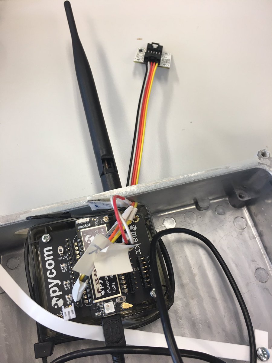 marcozennaro's tweet image. LoPy with I2C sensor getting ready for deployment! #pycom