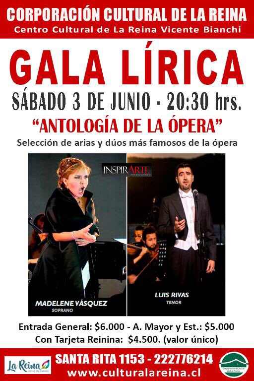 mademusik's tweet photo. Gala Opera en #LaReina nos ayudan a difundir? @Tuiteroscultura @AHIJAO #opera #santiago #musica #panorama https://t.co/CGvbSkOsxA