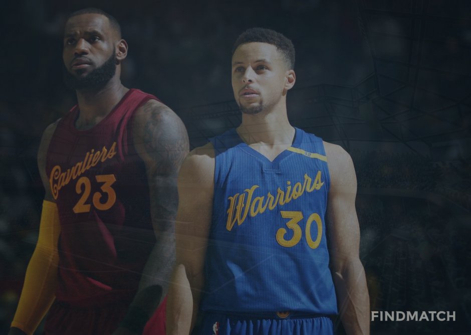 FindMatchapp's tweet image. Tutto è pronto per la sfida dell’anno tra Golden State #Warriors e Cleveland #Cavaliers. Who you got? 🏀🇺🇸💍 #NBAfinals #NBA #FINDMATCH