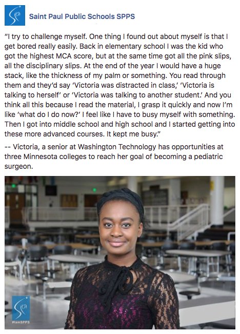 SPPS_News's tweet photo. โI try to challenge myself. One thing I found out about myself is..." -- Victoria is a senior at @washingtontech #IAmSPPS #SPPSgrad https://t.co/tvZfO5wzr9