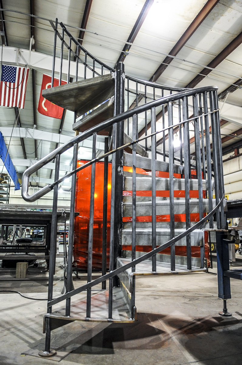 AmMetalcraft's tweet photo. Just finished up our latest Spiral Staircase project! #spiralstaircase #metalfabrication #staircase #welding #project https://t.co/jXK4TPrP1t