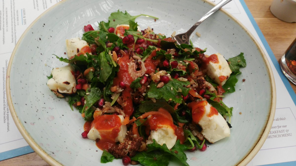 bodymanialtd's tweet photo. #treatyourself @allbarone this #sunnyafternoon #saladmaster with #hallomi #cheese mmm #TasteTheFeeling so lush with a #coke #drinkup #cheers https://t.co/aMvBSLX2os