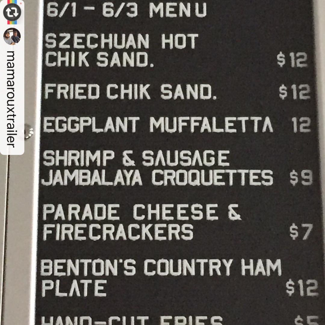 Tonight's menu in the beer garden!