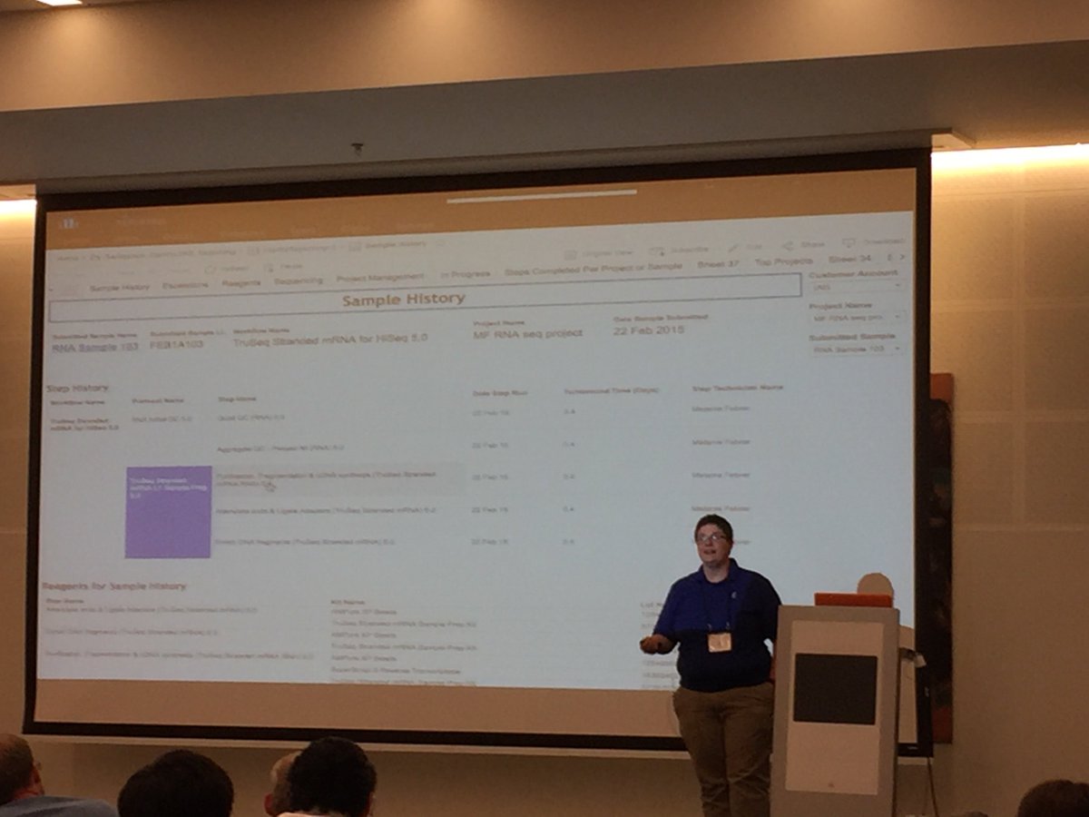 BaseSpace's tweet photo. Jill Hesse from Illumina showcasing the latest features in the Clarity LIMS Reporting Module. #ILMNUGM https://t.co/J11FfYOFd1