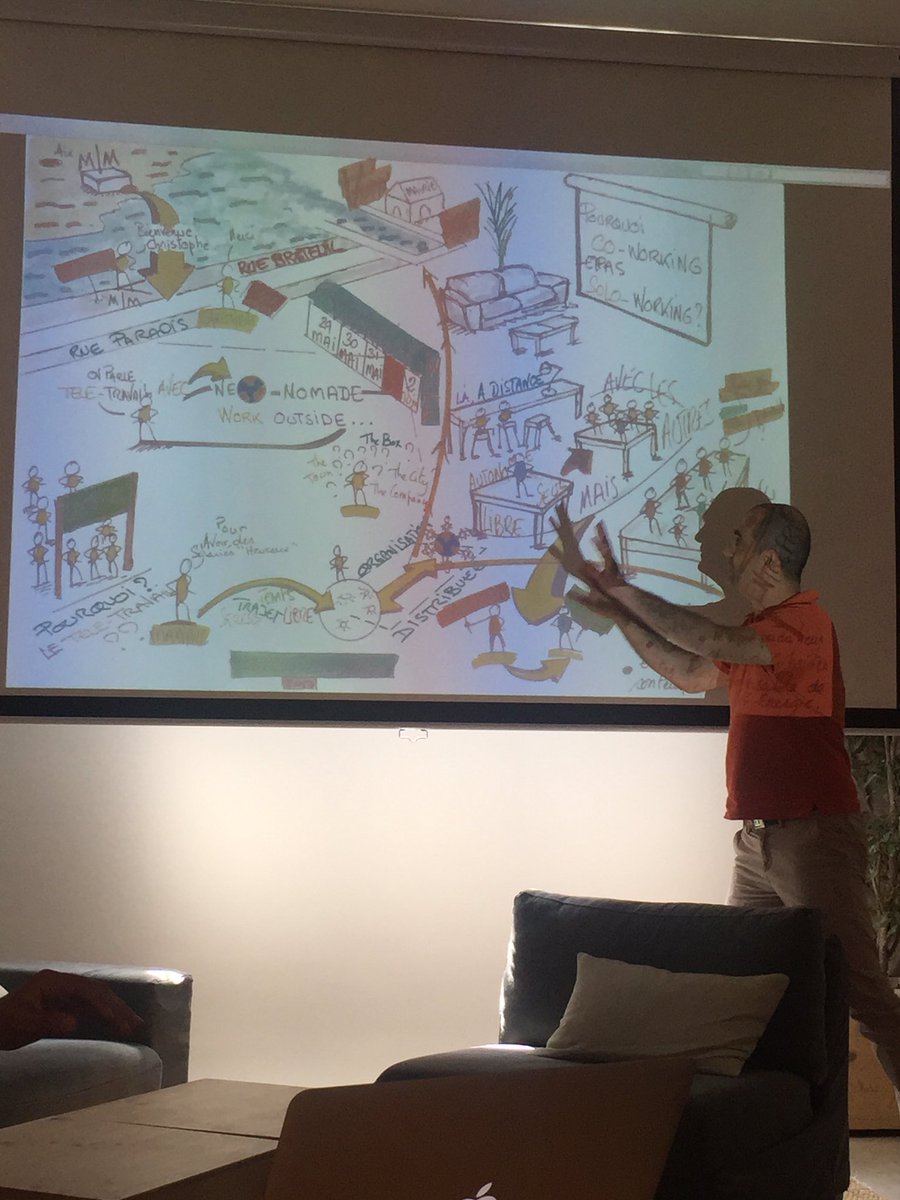 France_SarahB's tweet photo. Un dessin pour résumer la table ronde, super idée ! @neonomade_com @Group_Union13 @makeitmarseille #CoworkingWeek2017 https://t.co/2B45qIGVzi