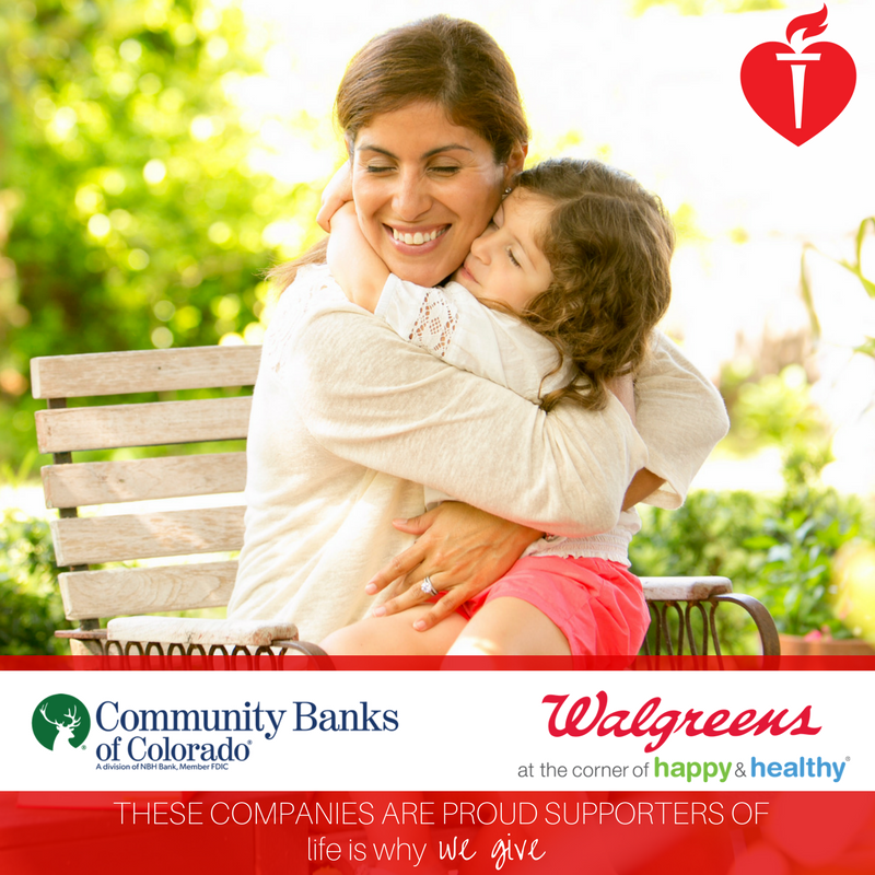 ahacolorado's tweet photo. Give back to Colorado when you shop with #CommunityBanksofColorado @walgreens. #LifeIsWhyWeGive https://t.co/P2UvSRKpan #DenverHeart https://t.co/XFiEKPFJXB