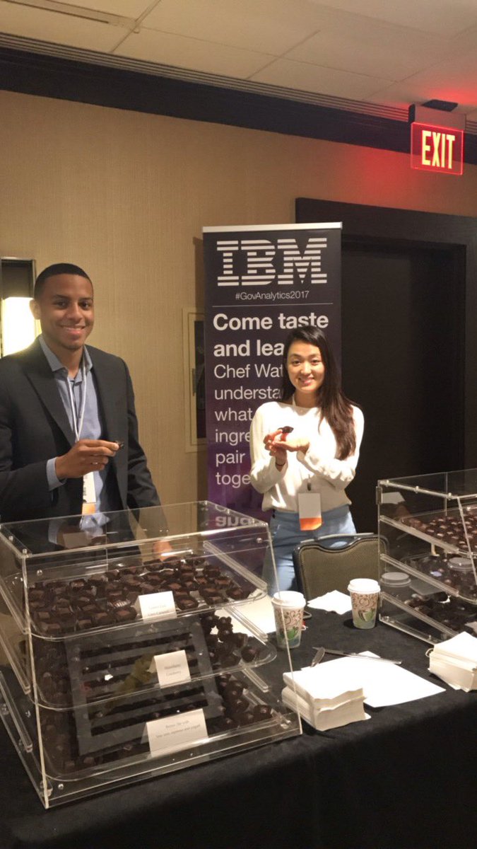 suzfishman's tweet photo. Chef Watson has cooked up new chocolate flavors: lemon earl gray caramel, strawberry cranberry & brown ale w lime zest #GovAnalytics2017 https://t.co/iPe7PtyrDF