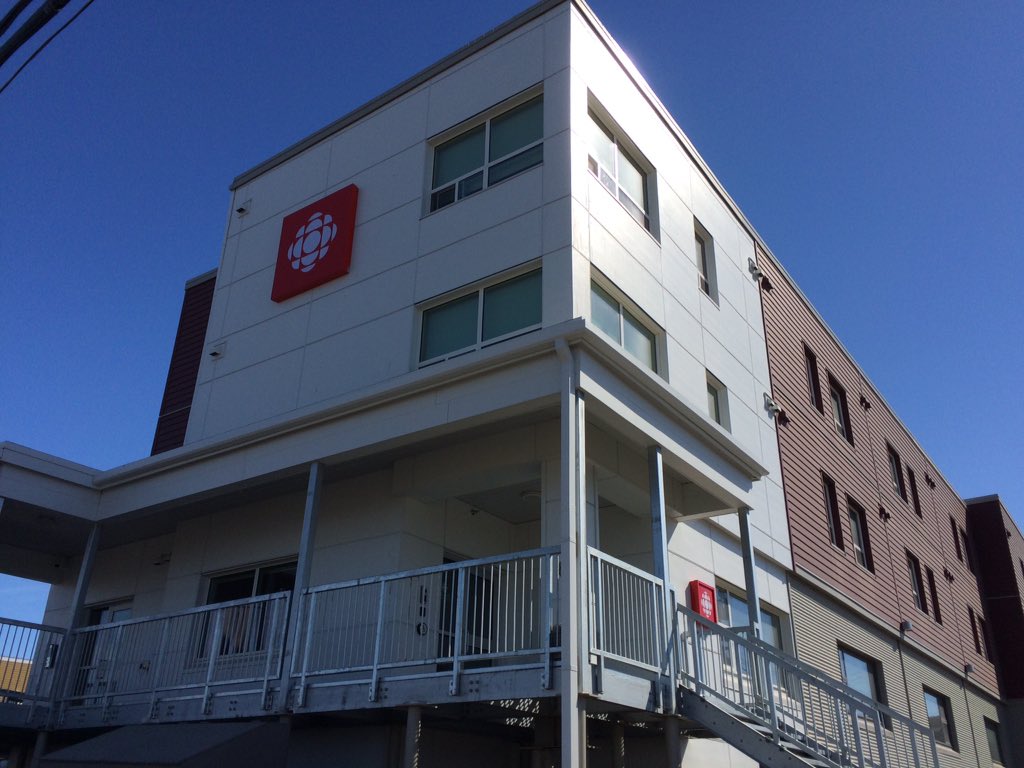 A crew installed permanent signage at the CBC Iqaluit location this morning.