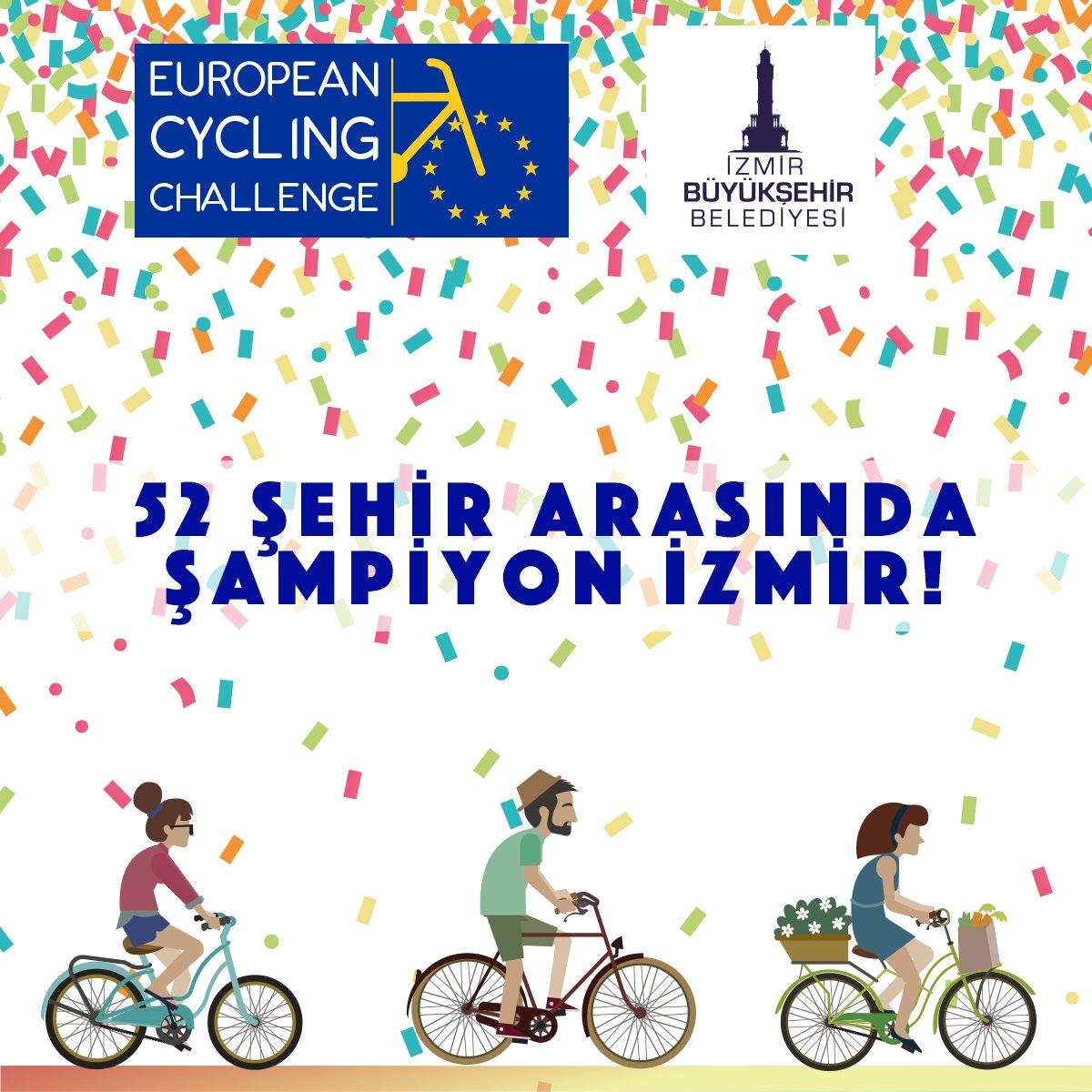 eccizmir's tweet image. 52 şehrin yarıştığı Avrupa Bisiklet Yarışması'nda İzmir Büyükşehir Belediyesi 1. oldu. Tebrikler İzmir🥇🚲🎉#eccizmir #ecc2017eu #izmir