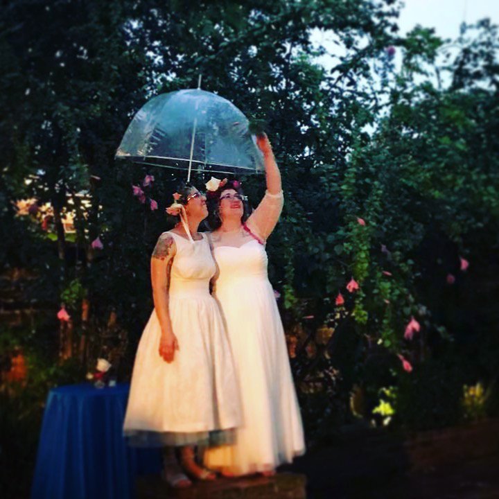 AudubonCottages's tweet photo. Congratulations to Jaime and Annica, who finally got to say "I do!" #pride2017 #loveislove #NOLA #frenchquarter  #frenchquartercourtyards https://t.co/40XjeHjSjo