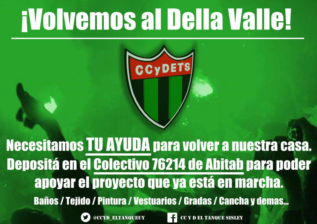 CCyD_ElTanqueUy's tweet photo. ¡Volvemos a nuestro Estadio! Necesitamos de tu colaboración para las reformas que ya están en marcha. 
#ElTanqueNomá https://t.co/isEZFUscHE