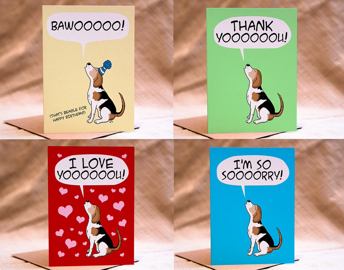 BAWOOOO! Beagle greeting card variety pack now available in my Etsy greeting card shop - etsy.com/listing/533915… #beagles #cards