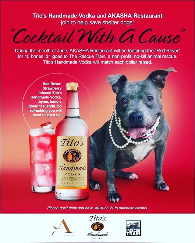AkashaCC's tweet photo. Order a 'Red Rover' @ #Akashacc in June & we'll donate $1 to @therescuetrain + @TitosVodka will matched every $ raised! #drinkingforgood https://t.co/SM5Gw6zJtB