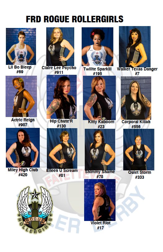 CLTrollerderby's tweet photo. The rosters are out!! Who's your favorite roller derby player hitting the track this Saturday?? Don't miss the action at 5PM, Grady Cole. https://t.co/HKRpVaWsIS