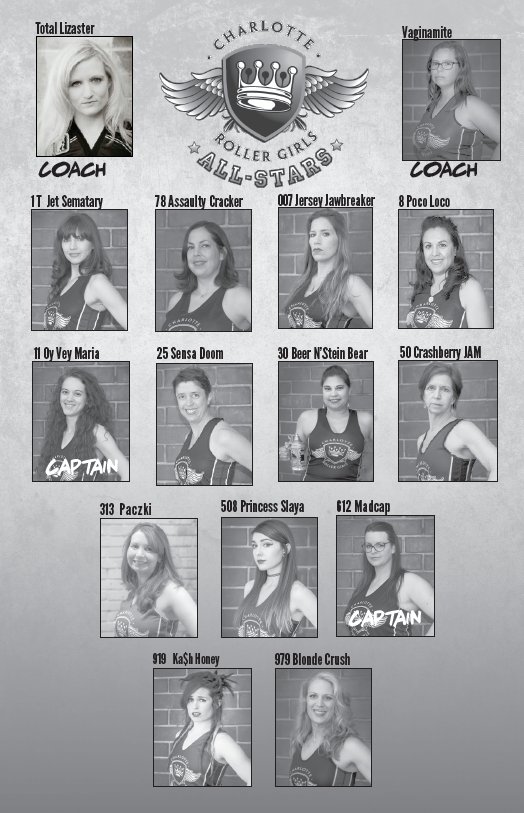 CLTrollerderby's tweet photo. The rosters are out!! Who's your favorite roller derby player hitting the track this Saturday?? Don't miss the action at 5PM, Grady Cole. https://t.co/HKRpVaWsIS