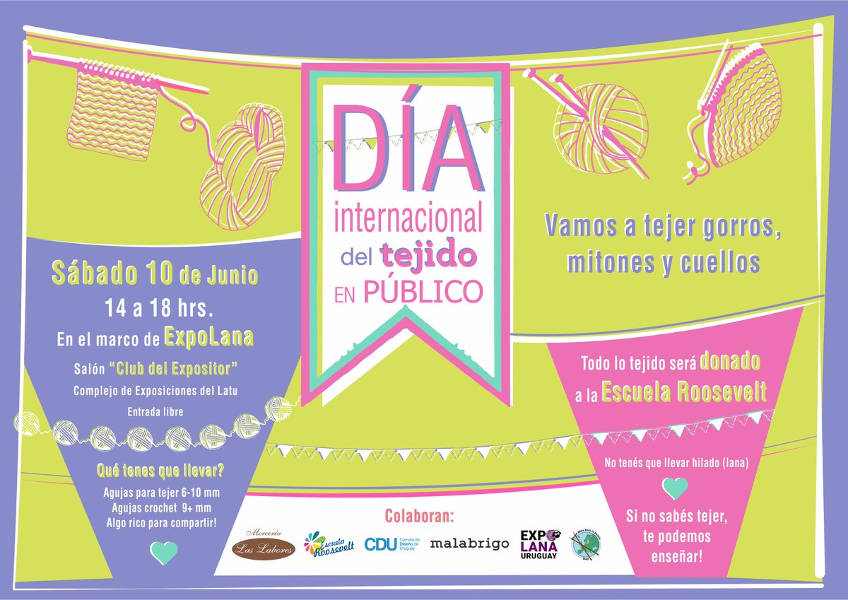 ¡Tejemos para <a href="/LaRooseveltOk/">Escuela Roosevelt</a> ! ¡Todos invitados! <a href="/laetitialae/">Laetitia Lae</a> <a href="/canal10Uruguay/">Canal 10</a> <a href="/VTVuruguay/">VTV Uruguay</a> <a href="/ObservadorUY/">El Observador Uruguay</a> <a href="/elpaisuy/">EL PAÍS</a> <a href="/teledoce/">𝗧𝗲𝗹𝗲𝗱𝗼𝗰𝗲 📺</a> <a href="/ladiaria/">la diaria</a>