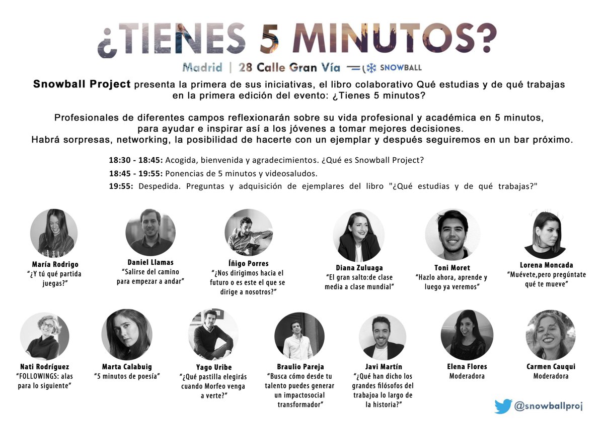 snowballproj's tweet photo. MAÑANA https://t.co/rLcDQXCQZo #tengo5minutos https://t.co/sH59waXPAQ