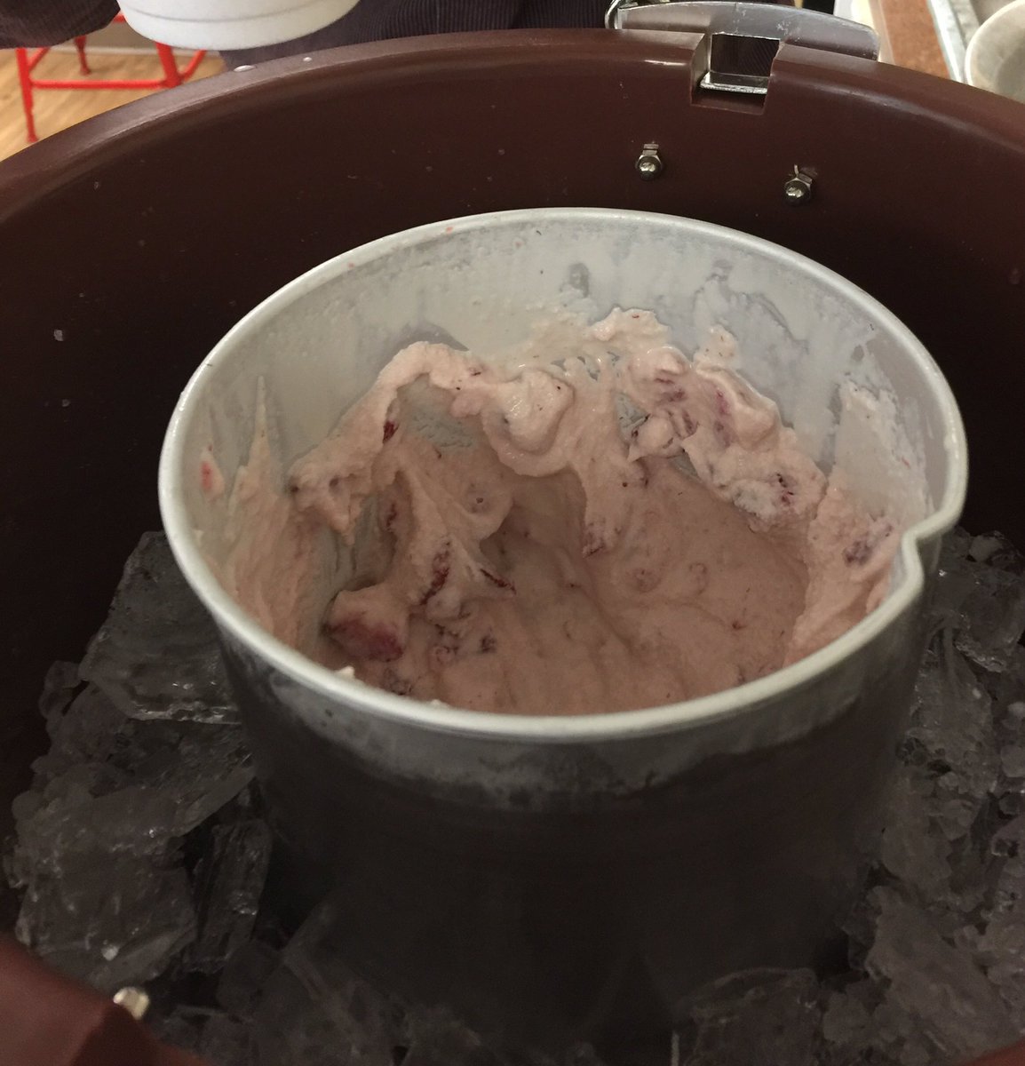aspenridgeact's tweet photo. @AspenridgeRet Making homemade strawberry ice cream #FrontierCulture  #inbend https://t.co/B8cXyulgWD