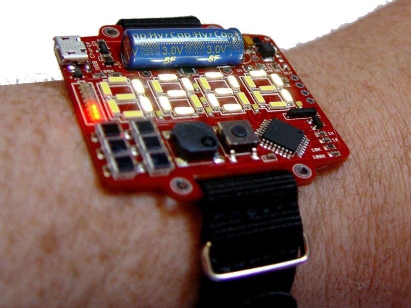 MicrochipMakes's tweet photo. A supercapacitor-powered LED watch is the ultimate engineer accessory: https://t.co/GKBuPb1k3w https://t.co/I8BbnkBEKX