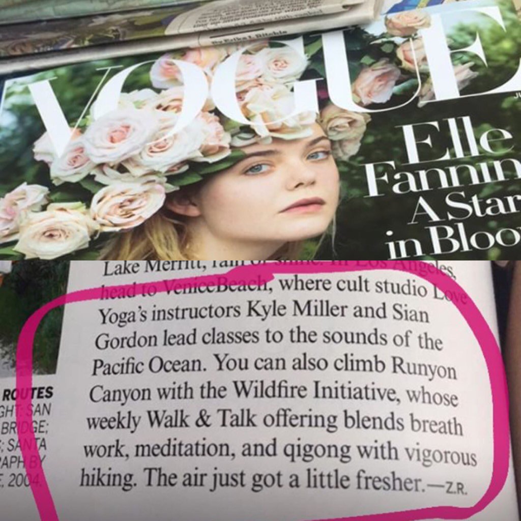 @thewildfireinitiative mentioned in this months issue of Vogue👏🏽👏🏽👏🏽 if in LA come out Sunday! Runyon 1030am
