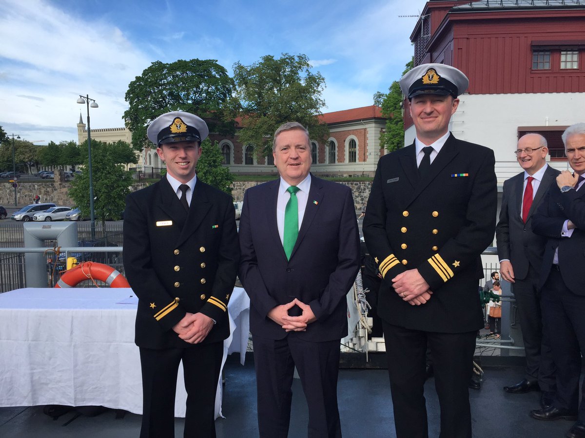 PatBreen1's tweet photo. Thanks to Lt.Commander Stuart Armstrong &amp; the crew of LE Niamh for the hospitality in Oslo. We are very proud of our Navy. @dfpo https://t.co/JMaFFPhcIt