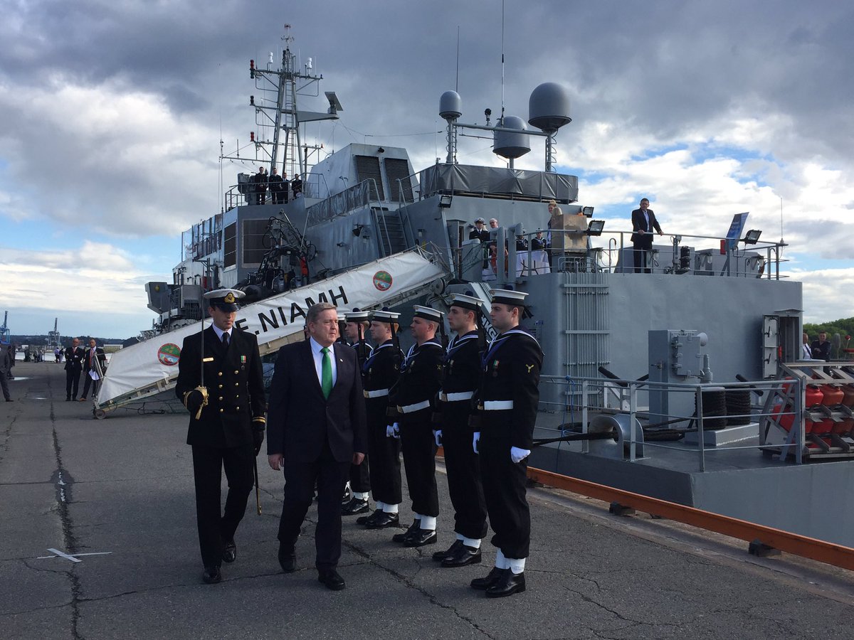 PatBreen1's tweet photo. Thanks to Lt.Commander Stuart Armstrong &amp; the crew of LE Niamh for the hospitality in Oslo. We are very proud of our Navy. @dfpo https://t.co/JMaFFPhcIt