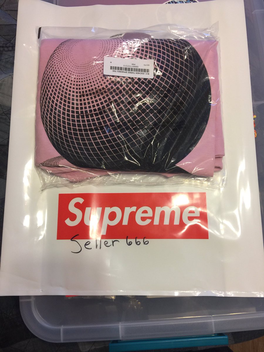 Queefer1's tweet photo. JFK getting popped M - $88 
MC Escher Sphere M - $80
MC Escher Collage S - $100
Go fuck yourself bandana - $45
@SupremeCommerce https://t.co/jL0eFBUm6C