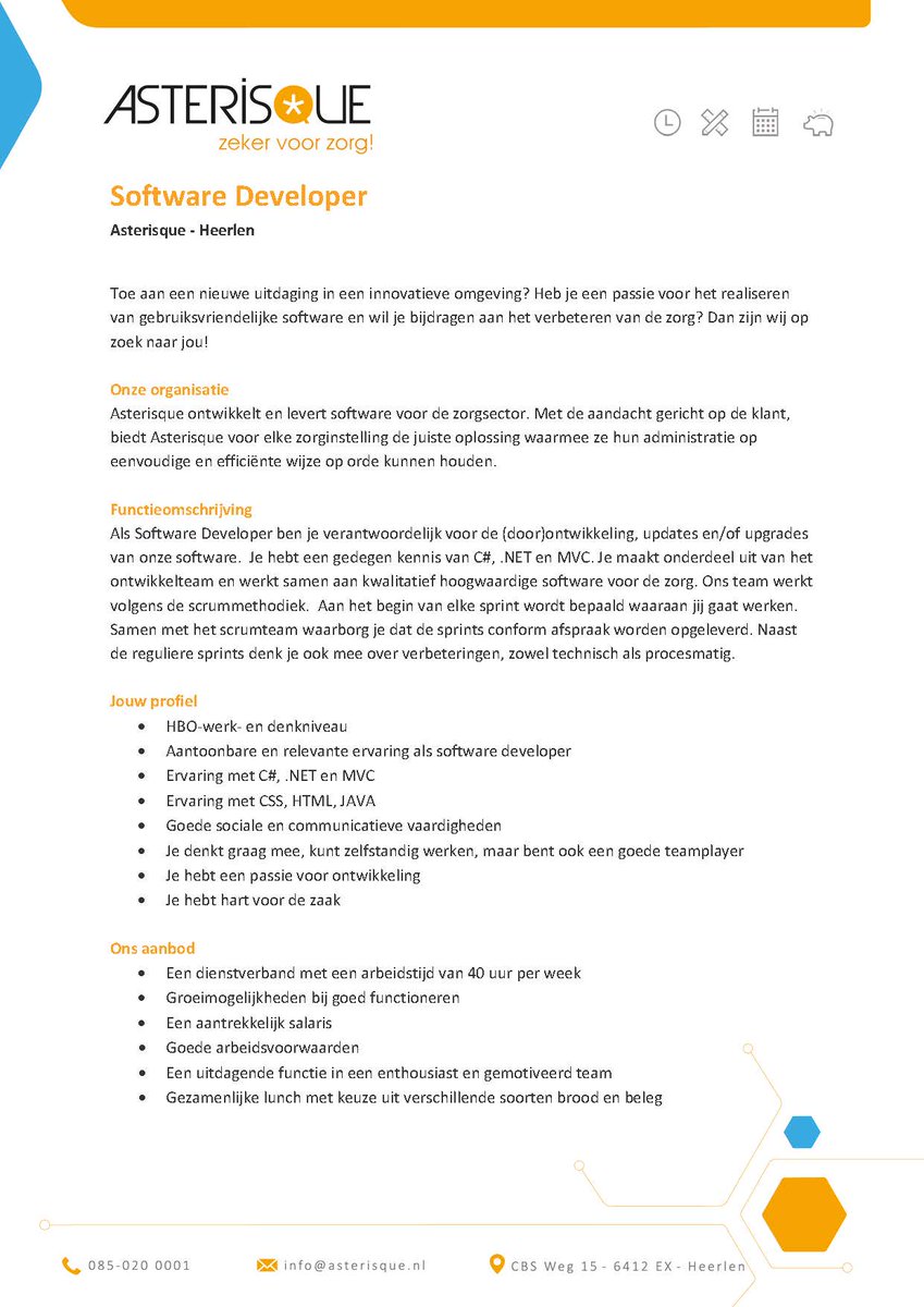 AsterisqueBV's tweet photo. Leuke #vacature voor #softwaredeveloper die wil bijdragen aan de verbetering van de zorg. #softwareontwikkelaar https://t.co/azuLiIQLQB https://t.co/4ai4bLsoPF