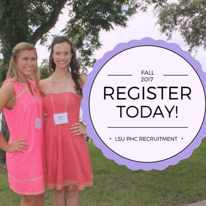 RECRUITMENT REGISTRATION IS OPEN! Register from now until July 28th at 4:30 pm. We can't wait to meet you this fall! lsu.mycampusdirector2.com