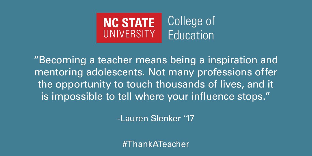 NCStateCED's tweet photo. Recent #NCStateCED grad &amp; future @WCPSS teacher Lauren Slenker shares what she thinks it means to be an educator: https://t.co/7NFzxuXR2I https://t.co/FNbIFc7kzI