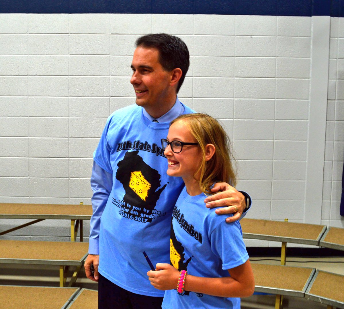 GovWalker's tweet photo. Joined the Mineral Point Elementary School's 4th graders to sign legislation declaring cheese the official dairy product of WI! https://t.co/Xbf65NVPG1