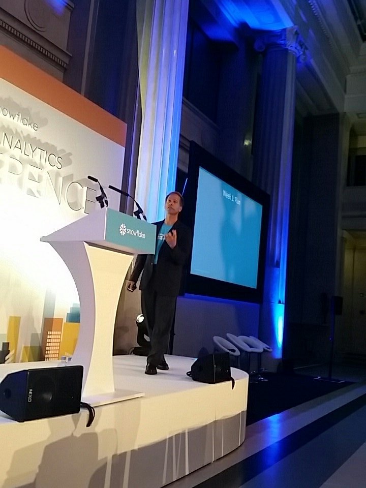 KentGraziano's tweet image. .@jonb_snowflake takes the stage to describe a 30 day plan to #EndTheDataStruggle @SnowflakeDB #CloudAnalytics17