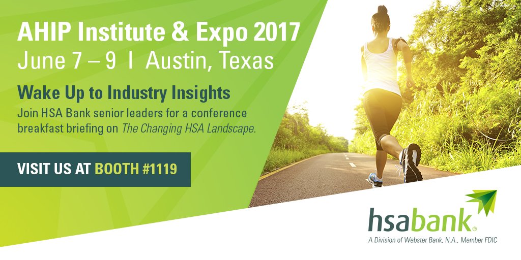 hsabank's tweet photo. Join us at the #AHIPInstitute in Austin, Texas on June 8th, where senior leaders from HSA Bank will discuss The Changing HSA Landscape. https://t.co/cKhXQRMRuw