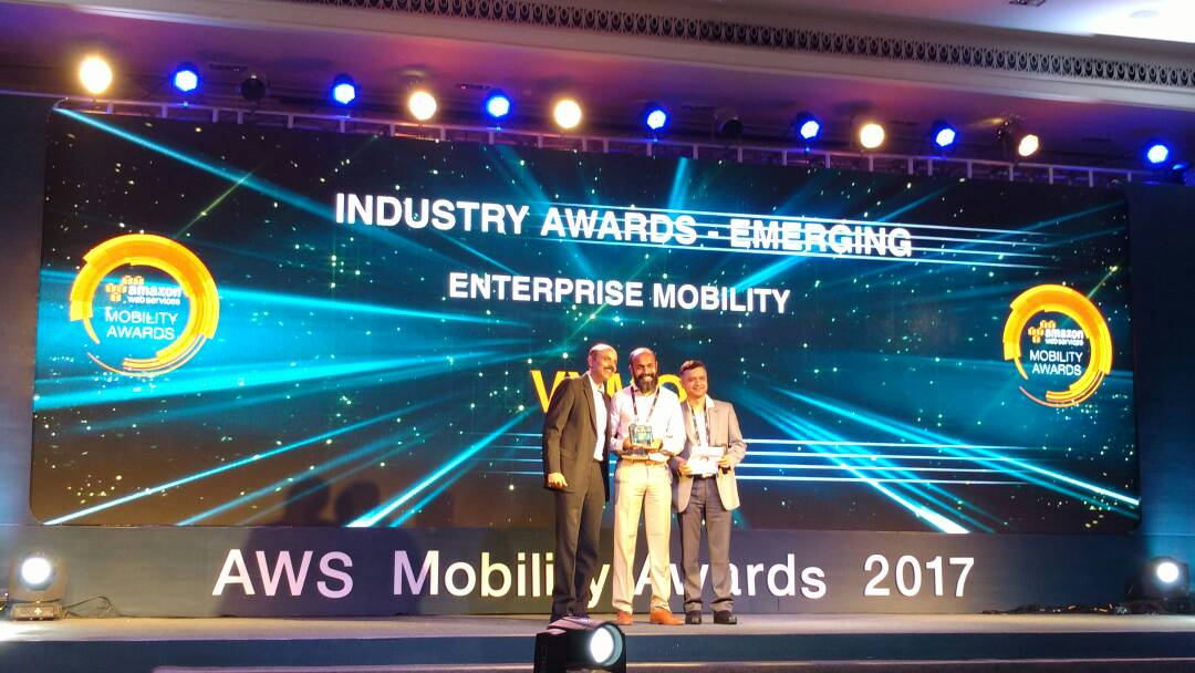 YourStoryCo's tweet photo. #Enterprise Mobility app of the year - emerging is @TeamVymo #AWSMobilityAwards https://t.co/z9eOxiegYv