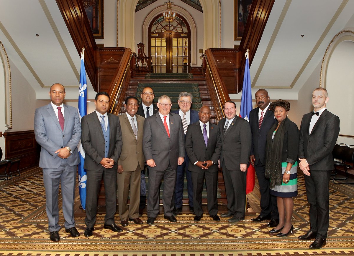 AssnatQc's tweet photo. #Assnat reçoit les présidents des deux chambres du Parlement de la République d'Haïti accompagnés d'une délégation de 5 parlementaires https://t.co/E2m1fVmDvk