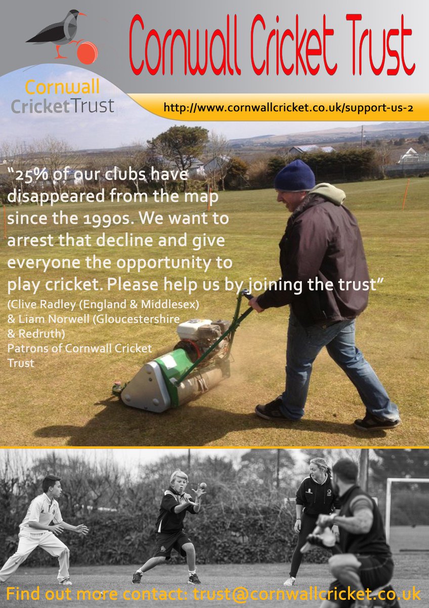 Do you want to see cricket in Cornwall thrive? If so, become a member of <a href="/CornCricTrust/">CornCrickTrust</a> today and help clubs/people tinyurl.com/y9q8qgnj