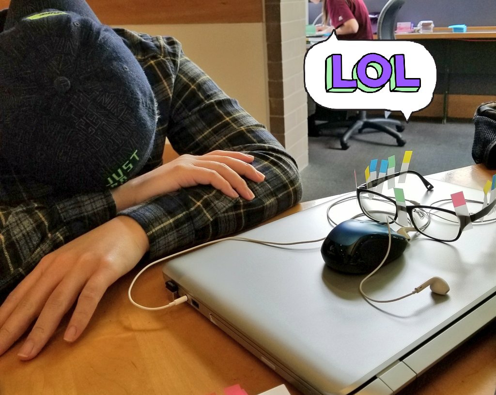 No one told him to sleep at the library. He's going to have a hard time wearing that glasses. #tbt #prank #follow #weekend #study #library