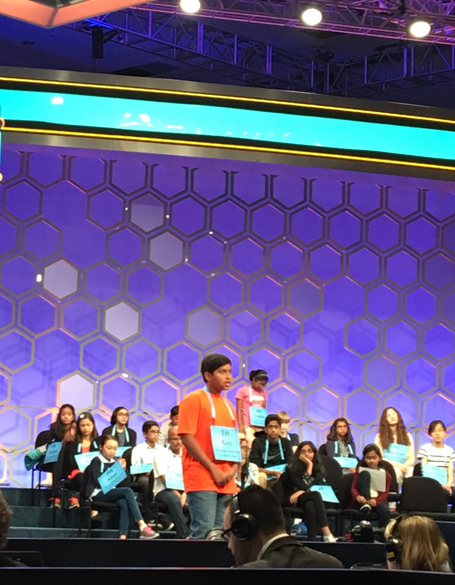 NoahWebHouse's tweet photo. #Speller259 Alex Iyer surprises himself by correctly spelling 'salicylism' @ScrippsBee #spellingbee https://t.co/beKZdHSLrK