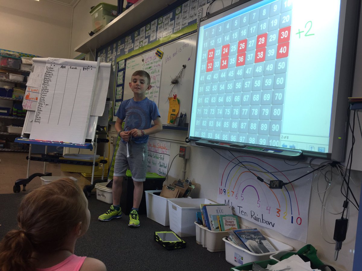 mrsKroom8's tweet image. Using the 100 chart to show increasing and decreasing patterns. #dailymath #secondchat #WinnipegSD #brclearns #room8