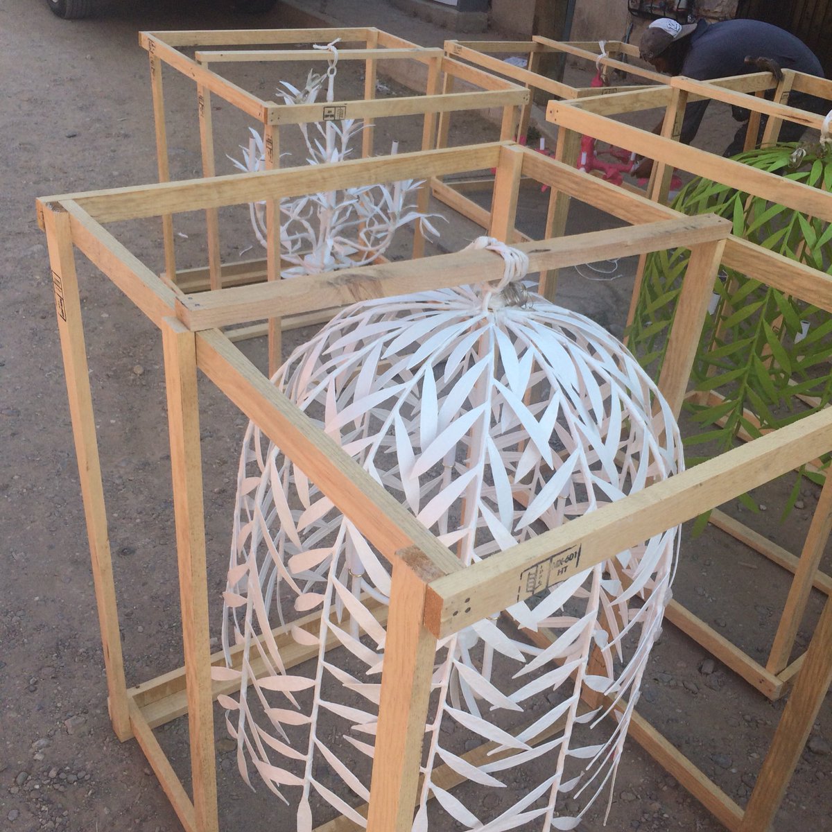 Shipping day is always so exciting! Our designs fill up the entire street.. look how pretty the chandeliers look hanging in their frames!