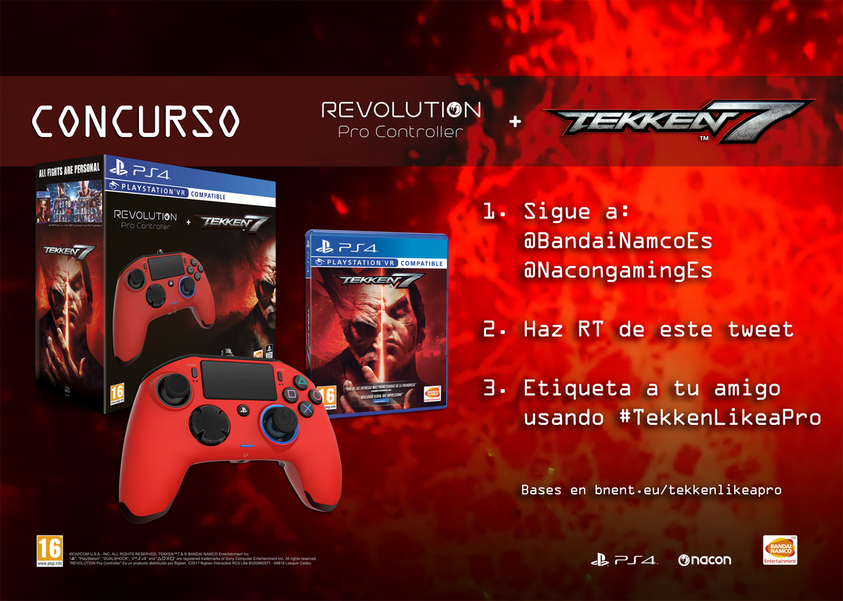 BandaiNamcoES's tweet photo. Sorpresaca Nº2: Concurso con @NacongamingES y su vídeo para sacarle todo el partido al pro controller en #tekken7 https://t.co/S6RVtaDvWq https://t.co/kpo19R4MCv