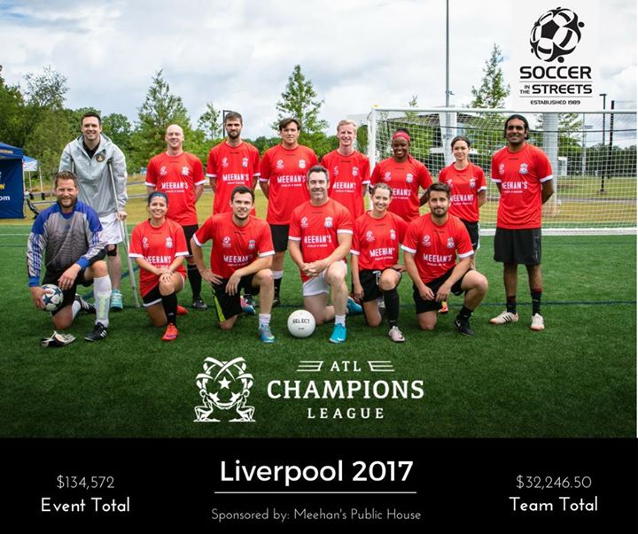 soccerstreets's tweet photo. Huge thx to @MeehansPubHouse for sponsoring Liverpool and helping them raise more than any team at the #ATLCL2017 with $32,247 for the kids! https://t.co/8SGROcyrOO