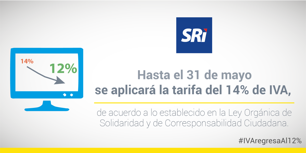 SRIoficialEc's tweet photo. Medida de #IVAtemporal de 14% establecida con #LeySolidaria aportó a la reactivación económica de #Manabí y #Esmeraldas #IVAregresaAl12% https://t.co/2KEUn1Pf7h