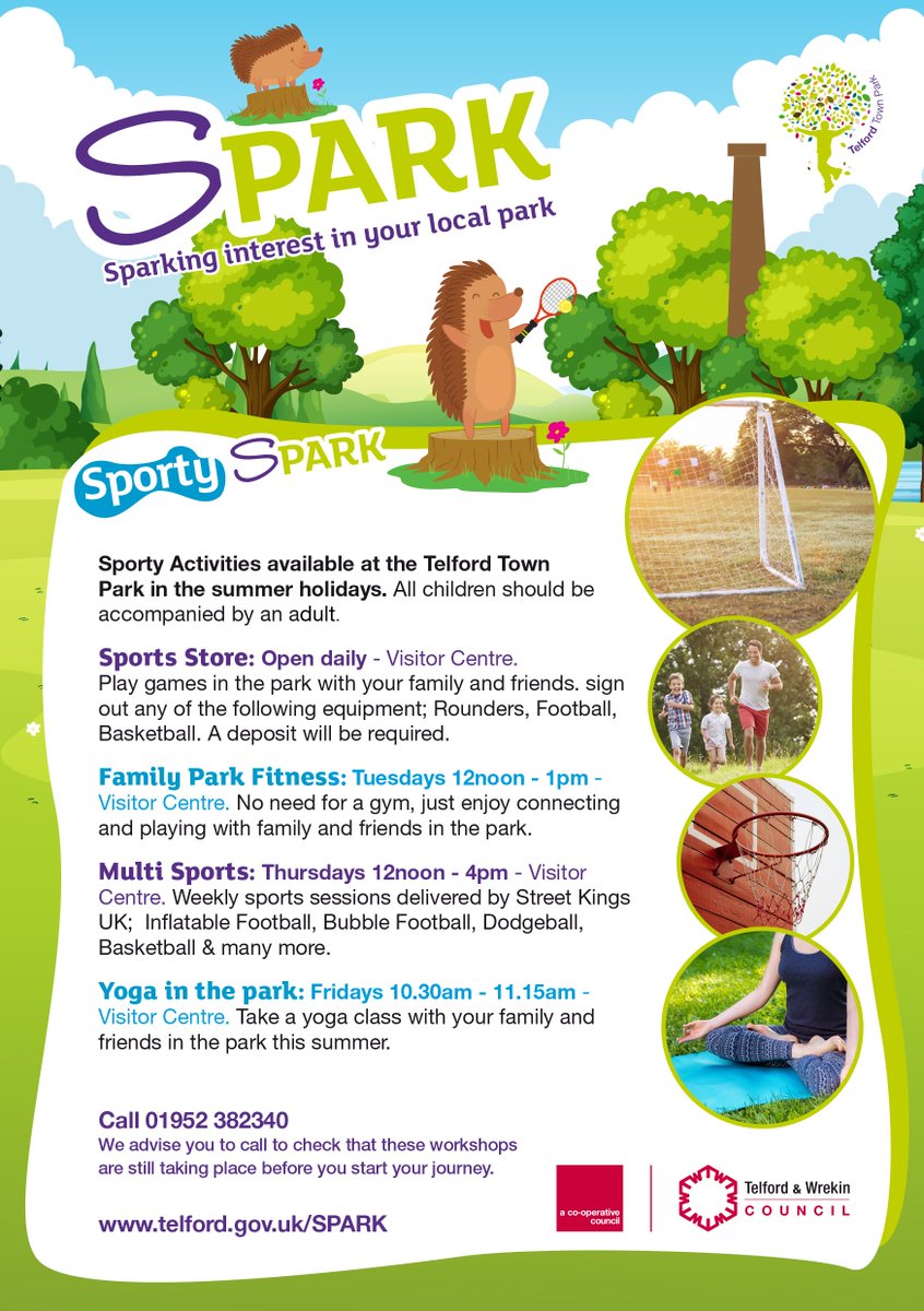 TelfordWrekin's tweet photo. FREE arts and sports activities in @TelfordTownPark in the summer holidays. Take a look at their events for info https://t.co/8Qvxsll3yL https://t.co/dNpVjHwcrn