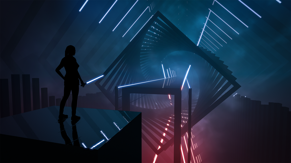 Split82's tweet photo. New screenshot from Beat Saber. All gradients are so smooth :) #madewithunity #VR #indiedev https://t.co/YwRNbkPG5r