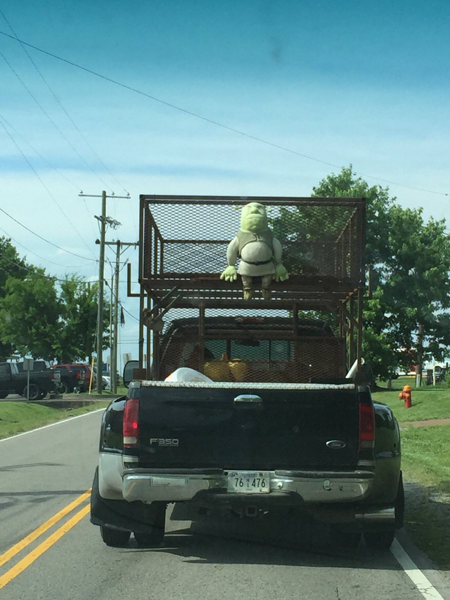 DianeConn's tweet photo. Not every day you see Shrek riding down the road! https://t.co/ruO2gp7RKV