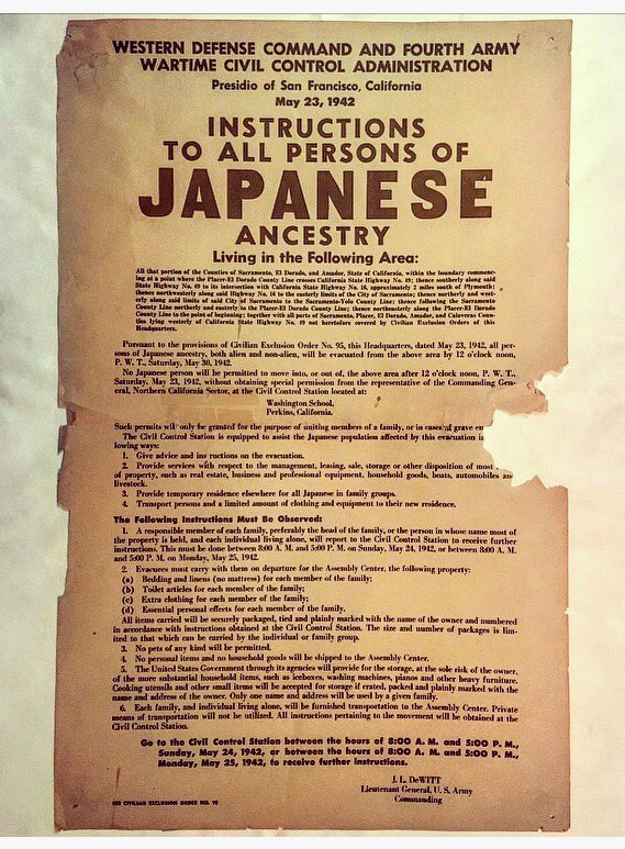 pettersonmuseum's tweet photo. "Instructions to All Persons of Japanese Ancestry" Evacuation and Internment Order • San Francisco • 1942
From our new #HOMEGROWN exhibit https://t.co/MAIU6DjWgl