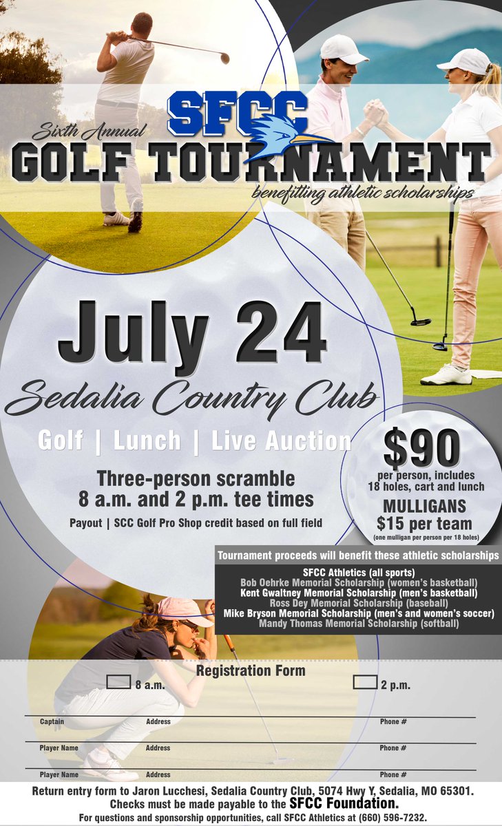 sfccmoSoccer's tweet photo. Do not miss your chance to hit the fairways with @sfccmo athletics! Get your team registered today! #supportsfccmo https://t.co/TCs7Tb0wRF