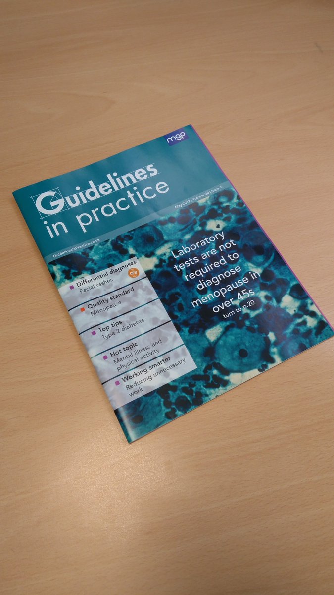 Gemma_GinP's tweet photo. Office copies of the May issue of #GuidelinesinPractice are in! Topics this month include facial rashes, menopause, and type 2 diabetes. https://t.co/zslTS9KsTT