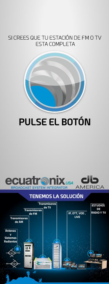 ecuatronixusa's tweet photo. Realizamos Proyectos Llave en Mano Completos #FM #TV #Broadcast #EcuatronixUsa #dbAmerica
Para mas Información: https://t.co/O3K4O83ZZP https://t.co/VLcyR8wZYq